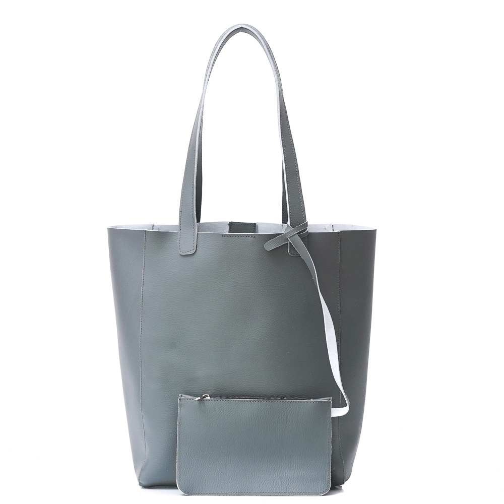 Дамска чанта от естествена кожа модел Lora grigio k
