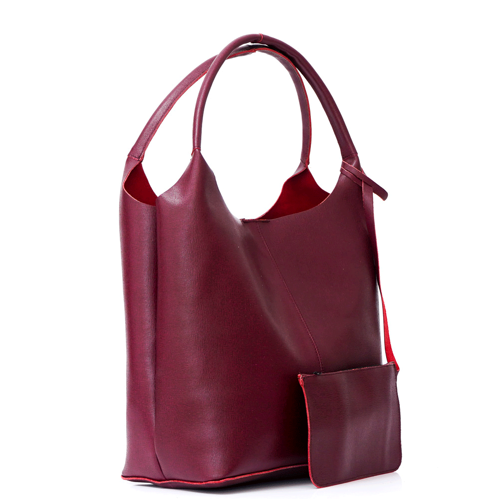 Дамска чанта от естествена кожа модел SIMONA bordo