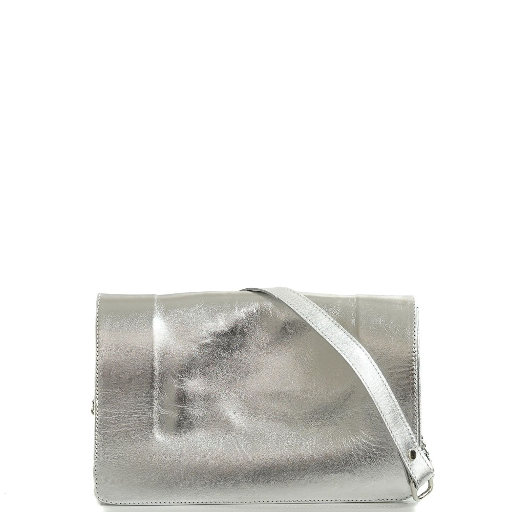 Дамски клъч от естествена кожа модел AMICA silver