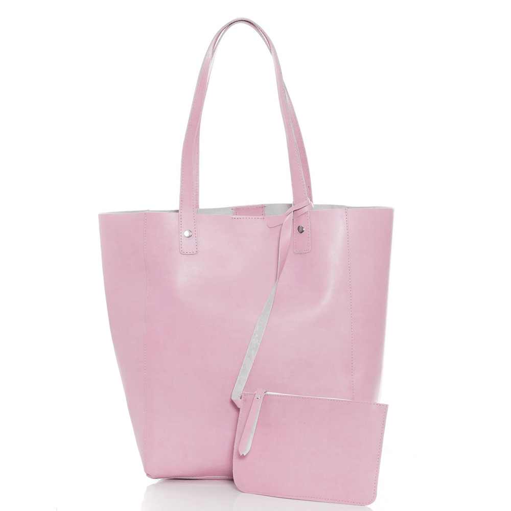 Дамска чанта от естествена кожа модел Lora lt pink