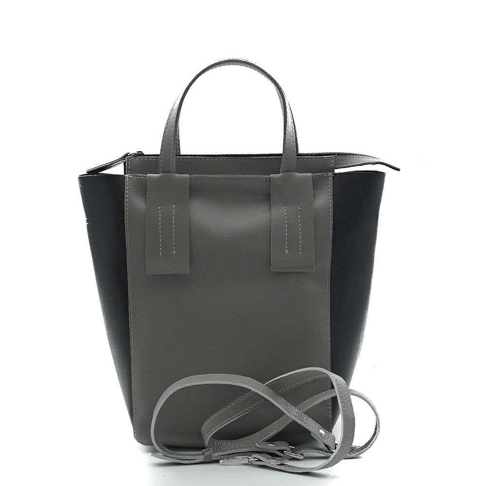 Елегантна чанта от естествена кожа модел Marina gri/bl
