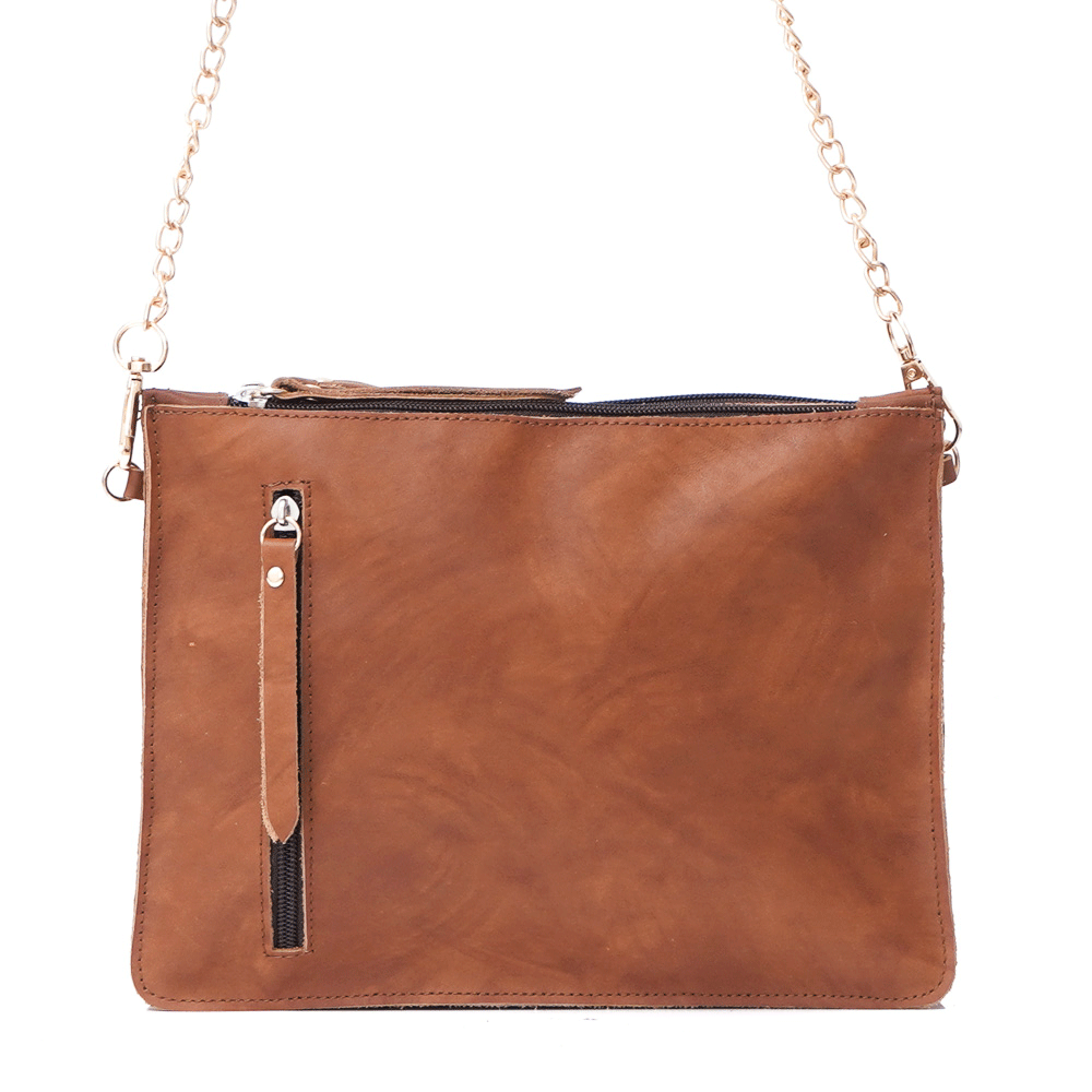 Дамска чанта от естествена кожа модел Kleo brown sq