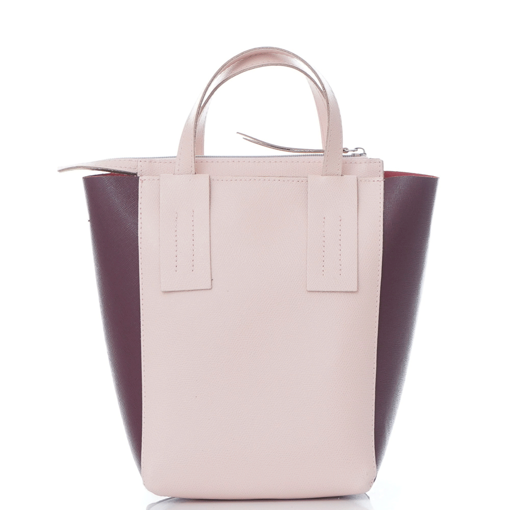Елегантна чанта от естествена кожа модел Marina bordo/pink