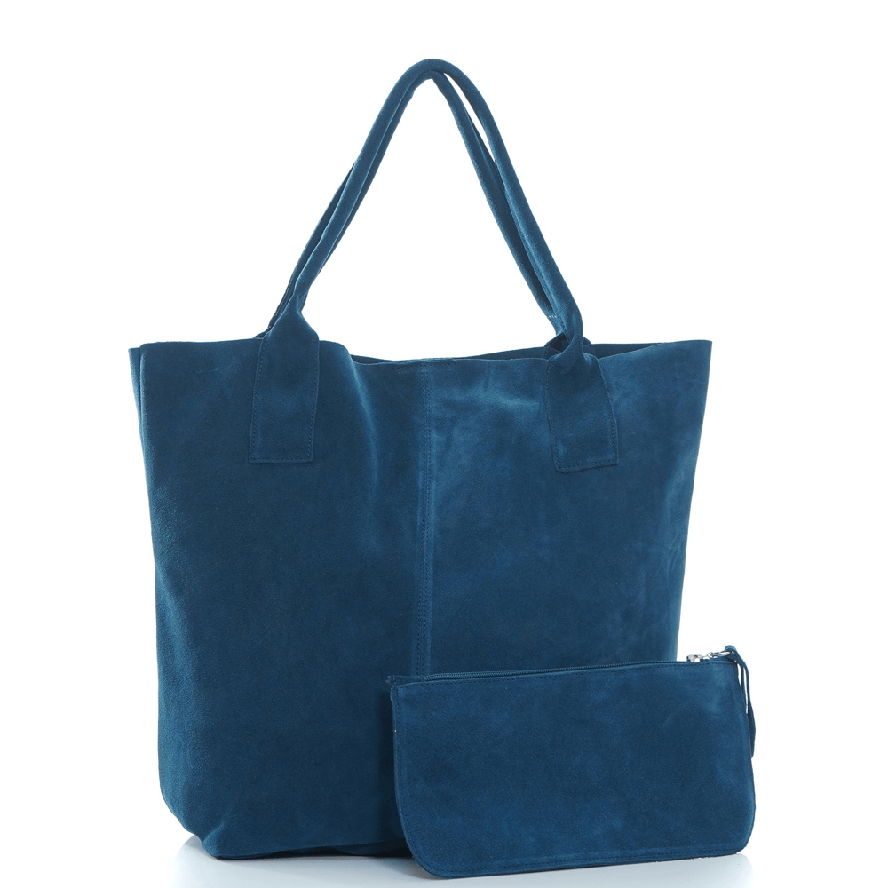 Чанта от естествена кожа + органайзер модел Martina blue