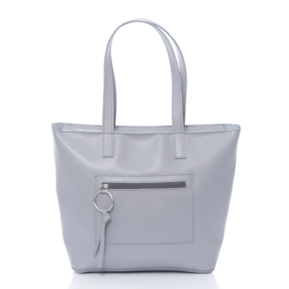 Дамска чанта от естествена кожа модел STELLA grey
