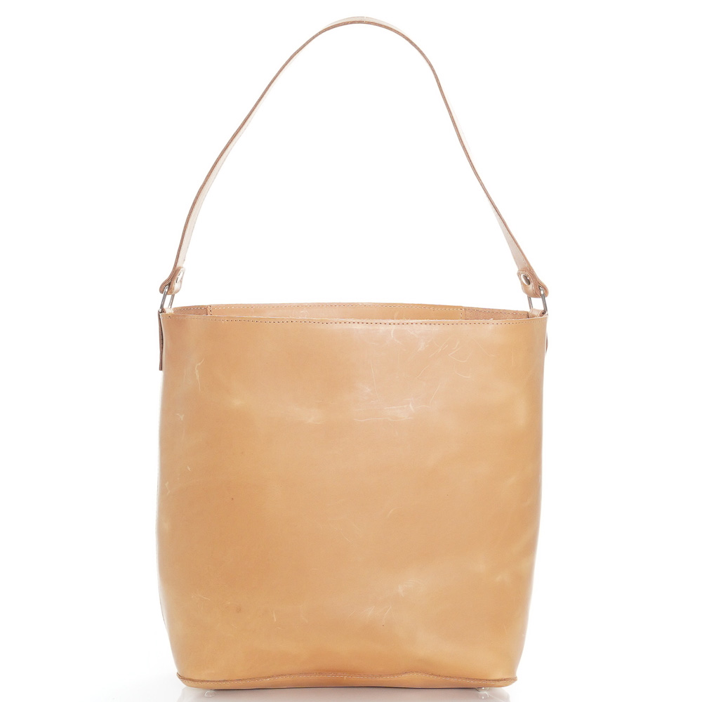 Дамска чанта от естествена кожа модел ADELE dk beige