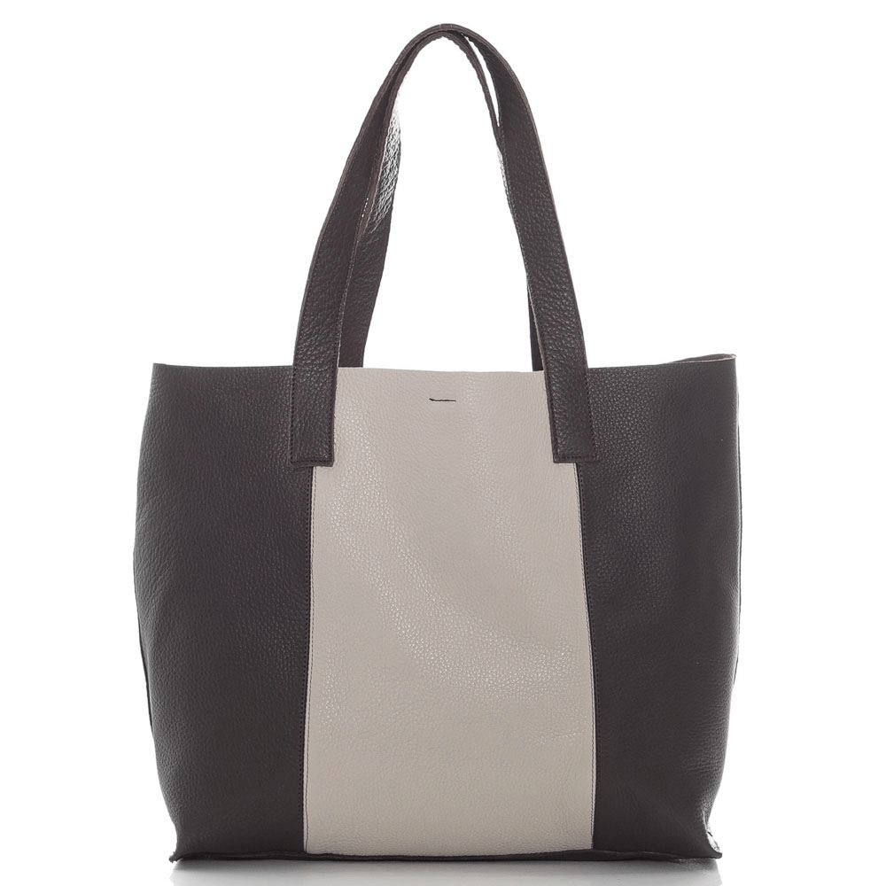 Дамска чанта от естествена кожа модел ESTER tdm/beige