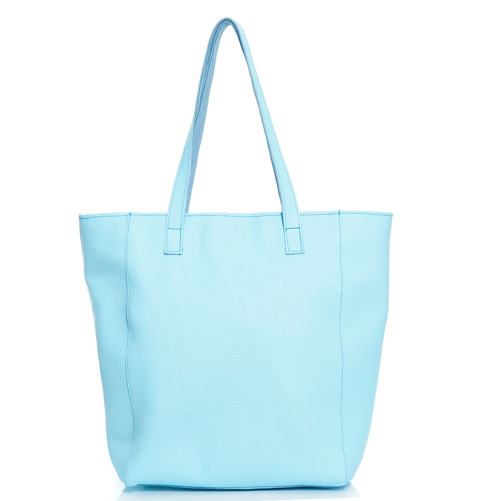 Дамска чанта от естествена кожа с цип модел Mayra blue/6