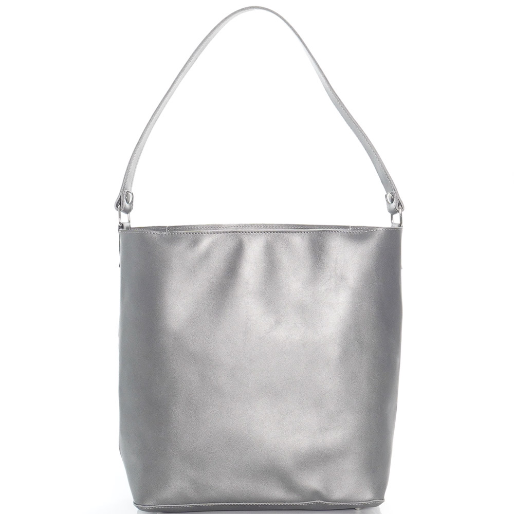 Дамска чанта от естествена кожа модел ADELE silver