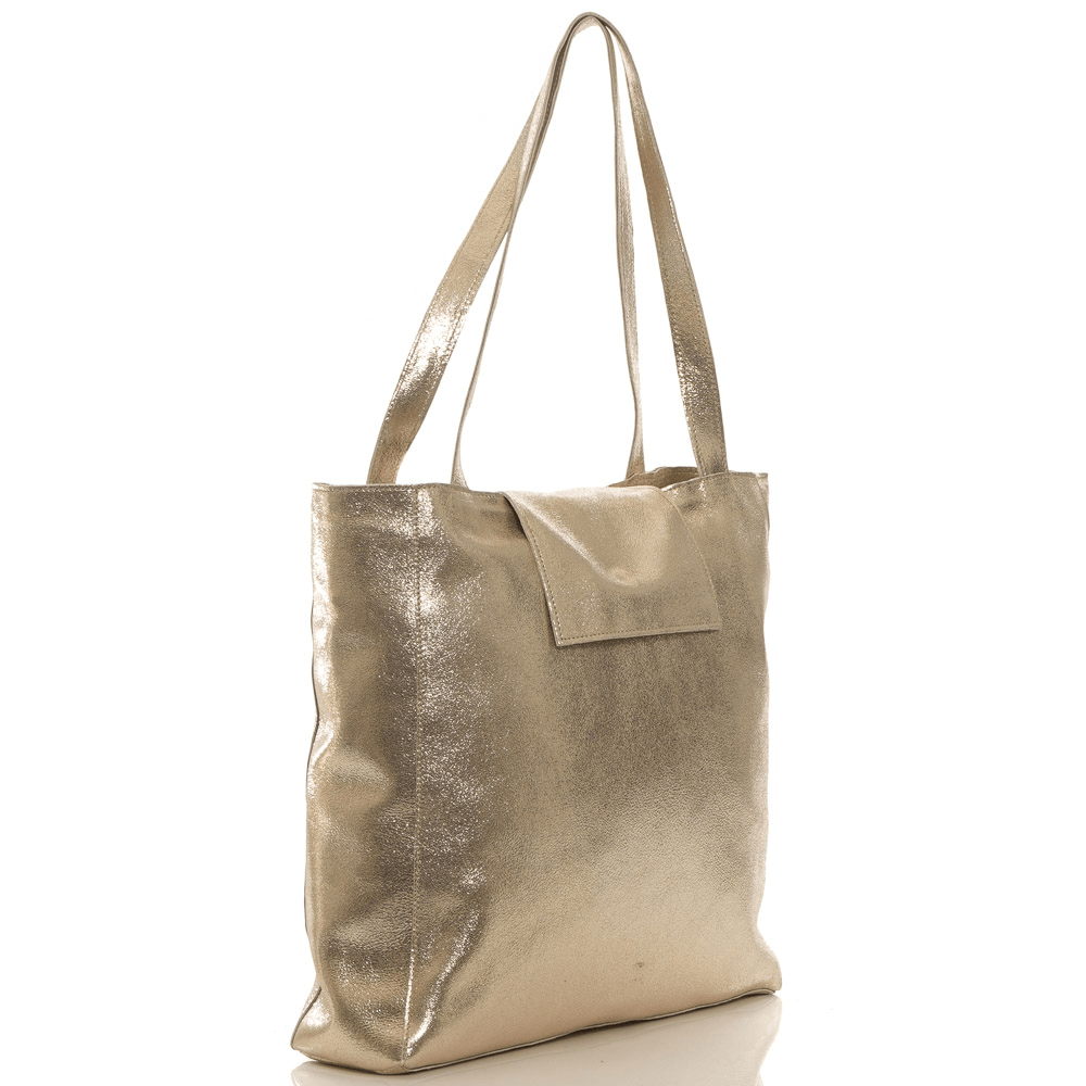 Дамска чанта от естествена кожа модел Aryna gold