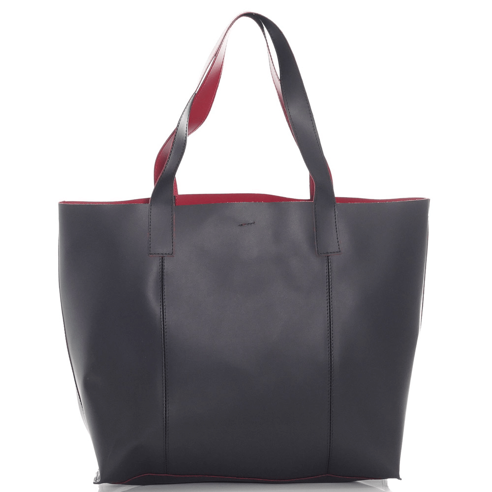 Дамска чанта от естествена кожа модел ESTER nero/red