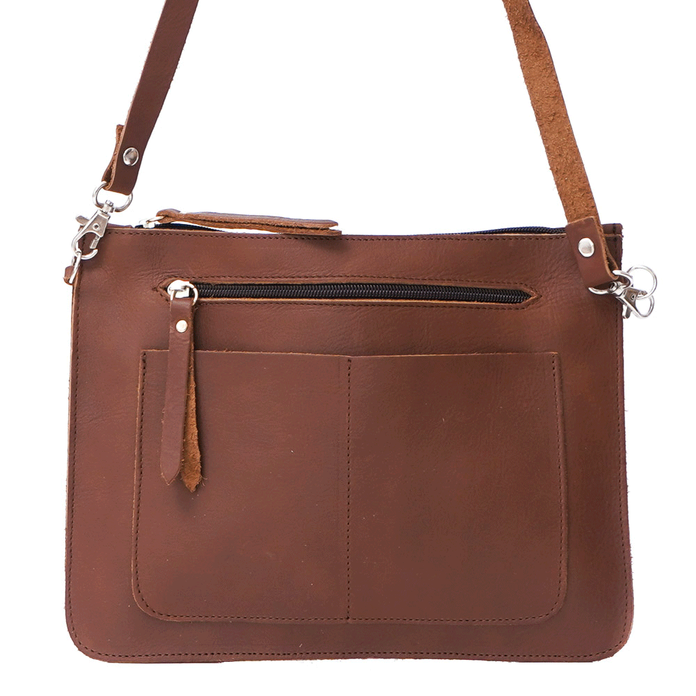 Дамска чанта от естествена кожа модел Nina lt brown